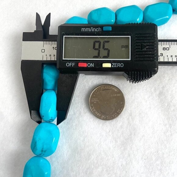 Sterling Silver 925 Southwest Style Chunky Beaded Dyed Turquoise Necklace 17.5" - Picture 16 of 16